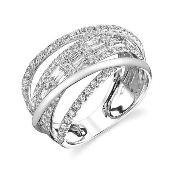 NEW 925 Sterling Silver Diamond Wave Infinity Ring - Picture 3 of 3